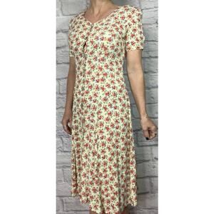 Vintage 90's cottagecore floral mommy on the prairie back lace midi dress